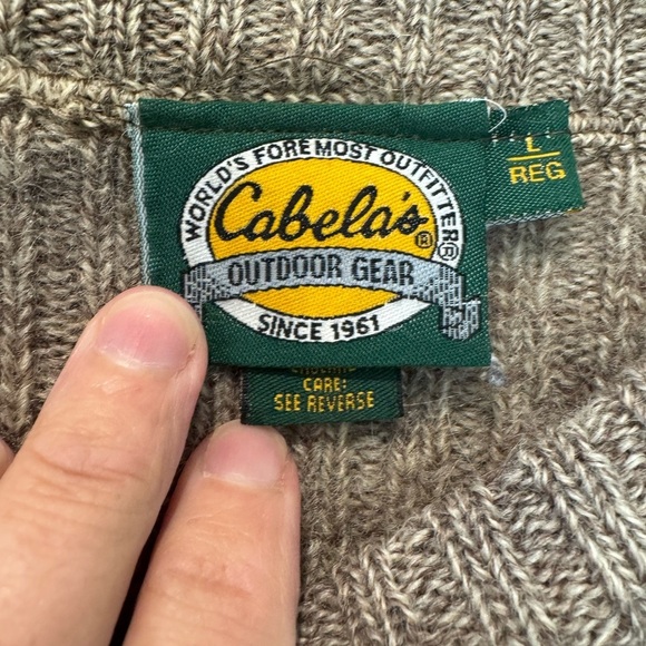 Cabela's Chunky Thick Rib Pure New Wool Crewneck Hunting Sweater with Patches LG - Picture 4 of 12